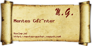 Mentes Günter névjegykártya